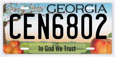 GA license plate CEN6802