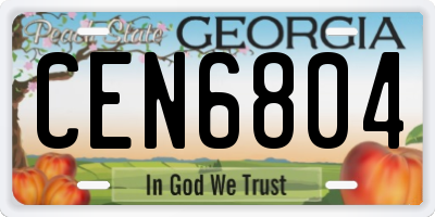 GA license plate CEN6804