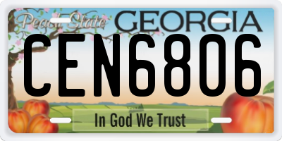 GA license plate CEN6806