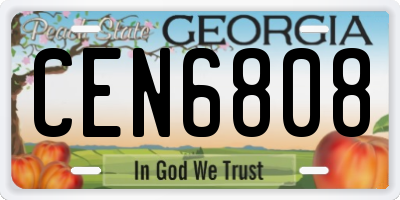 GA license plate CEN6808