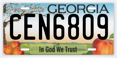 GA license plate CEN6809