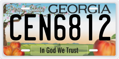 GA license plate CEN6812