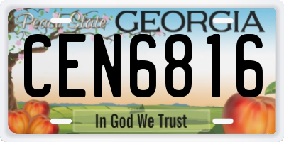 GA license plate CEN6816