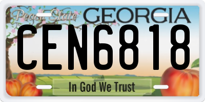 GA license plate CEN6818