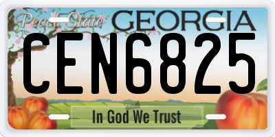 GA license plate CEN6825