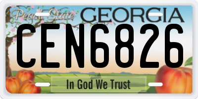 GA license plate CEN6826