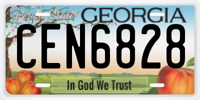 GA license plate CEN6828