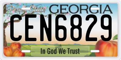 GA license plate CEN6829