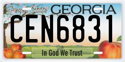 GA license plate CEN6831