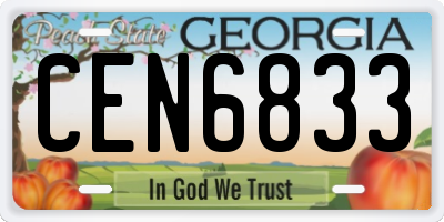 GA license plate CEN6833