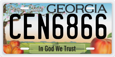 GA license plate CEN6866