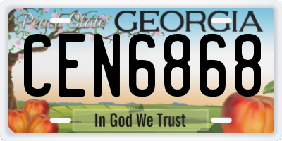 GA license plate CEN6868