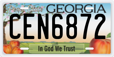GA license plate CEN6872