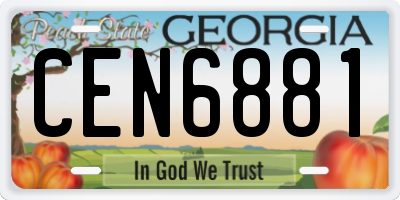 GA license plate CEN6881