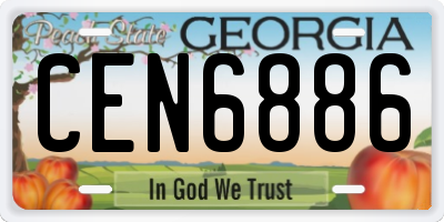 GA license plate CEN6886