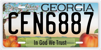 GA license plate CEN6887