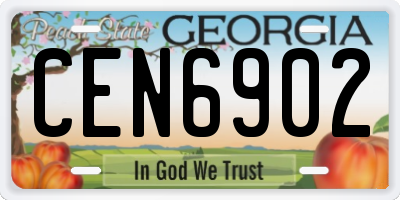 GA license plate CEN6902