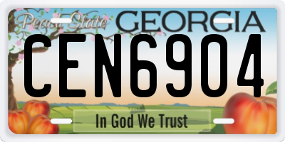 GA license plate CEN6904