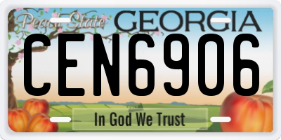 GA license plate CEN6906