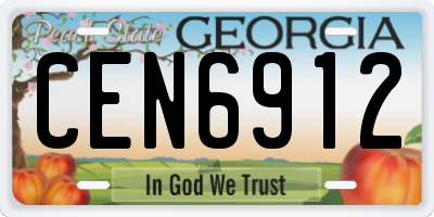GA license plate CEN6912