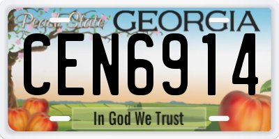 GA license plate CEN6914