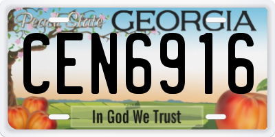 GA license plate CEN6916
