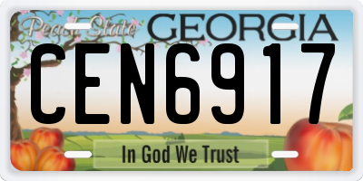 GA license plate CEN6917