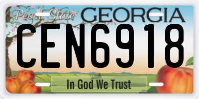 GA license plate CEN6918