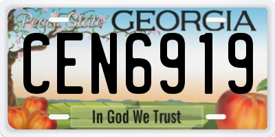GA license plate CEN6919