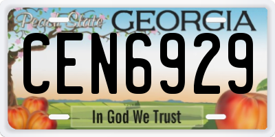 GA license plate CEN6929