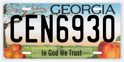 GA license plate CEN6930