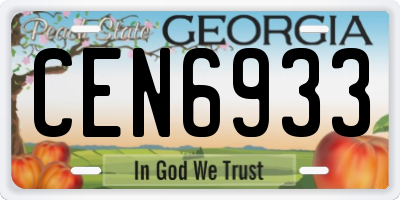 GA license plate CEN6933
