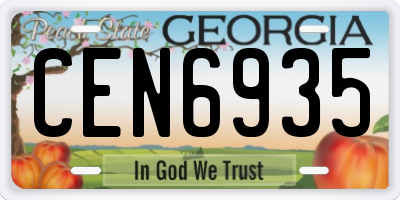 GA license plate CEN6935