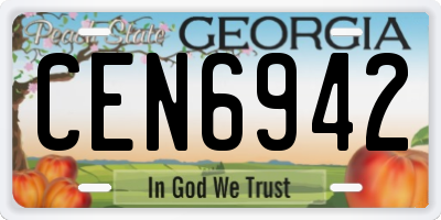GA license plate CEN6942