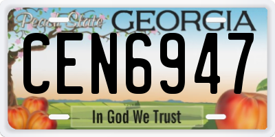GA license plate CEN6947