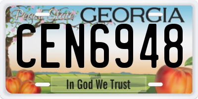 GA license plate CEN6948