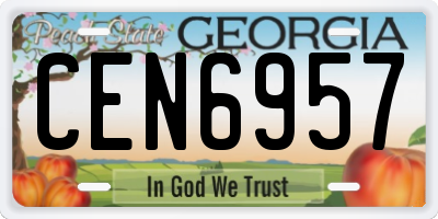 GA license plate CEN6957