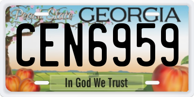 GA license plate CEN6959
