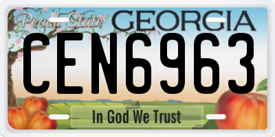 GA license plate CEN6963