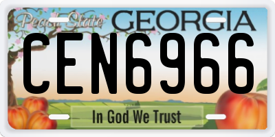 GA license plate CEN6966