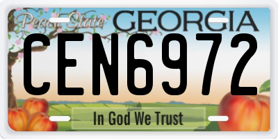 GA license plate CEN6972