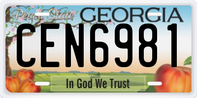 GA license plate CEN6981