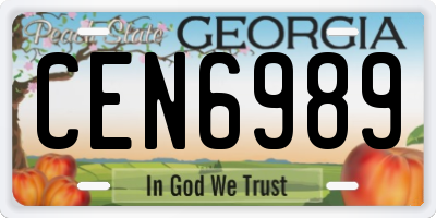 GA license plate CEN6989