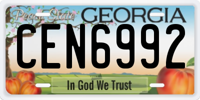 GA license plate CEN6992