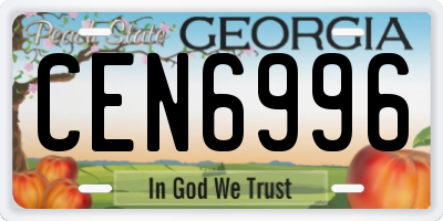 GA license plate CEN6996