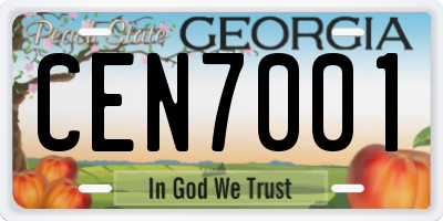 GA license plate CEN7001