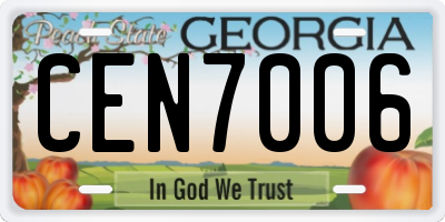 GA license plate CEN7006
