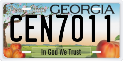 GA license plate CEN7011