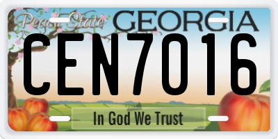 GA license plate CEN7016