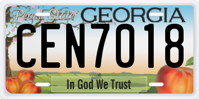GA license plate CEN7018